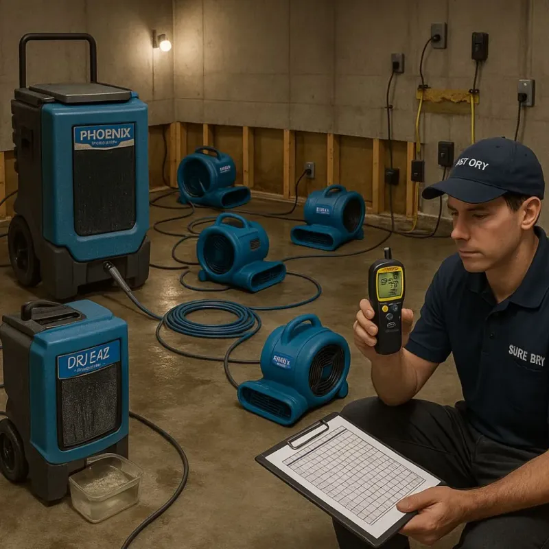 Structural Drying and Dehumidification process in Fairbank, IA